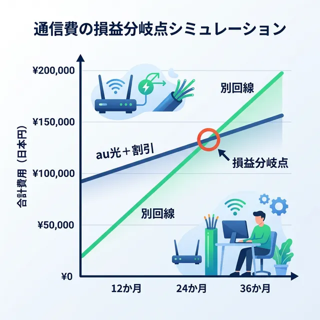 auスマートバリューの損益分岐点を示すグラフイラスト