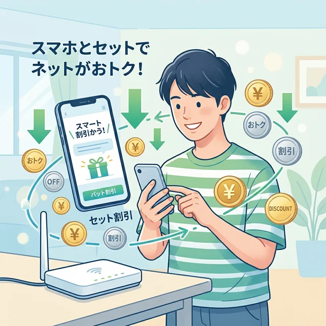 スマートフォンとホームルーターのセット割引イメージ