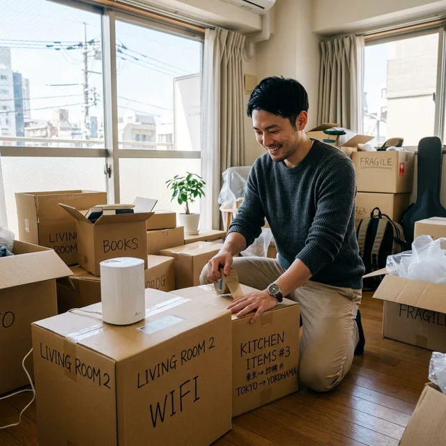 引っ越し荷物の中のホームルーター