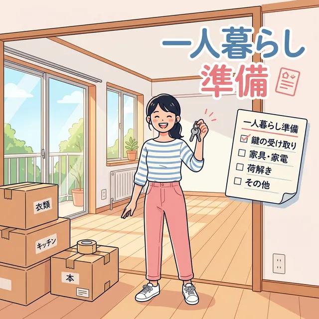 一人暮らしの準備をする若者のイラスト