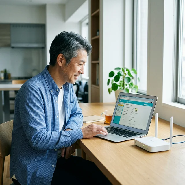 ルーターの設定画面でWi-Fi周波数帯を2.4GHzから5GHzに切り替える操作