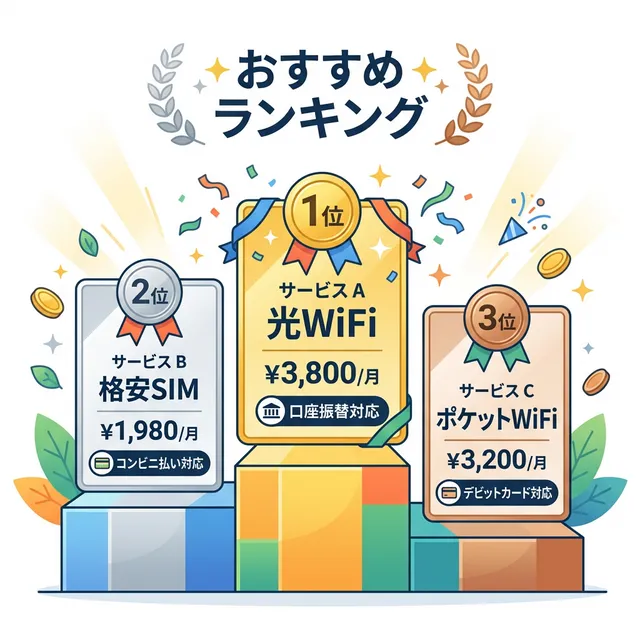 クレカなしWiFiおすすめランキングイラスト