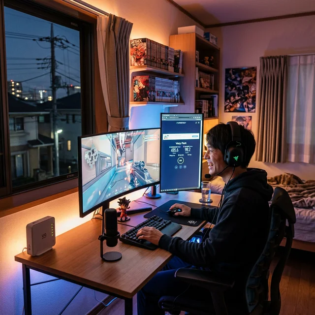 WiMAX導入後、快適にゲームを楽しむ様子