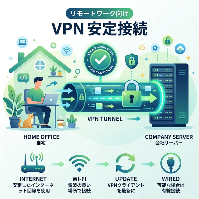 VPN安定接続の仕組みイラスト