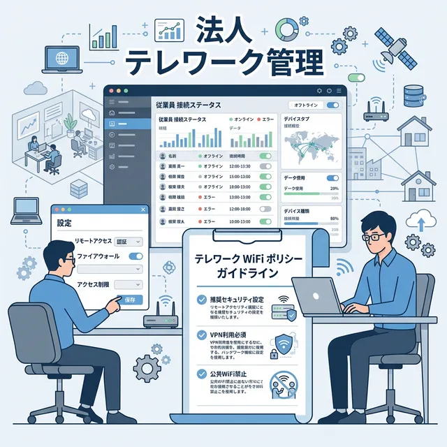 法人テレワーク環境管理のイラスト