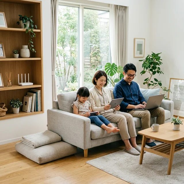 リフォーム完了後の新居でWiMAXを使い続ける日本人家族