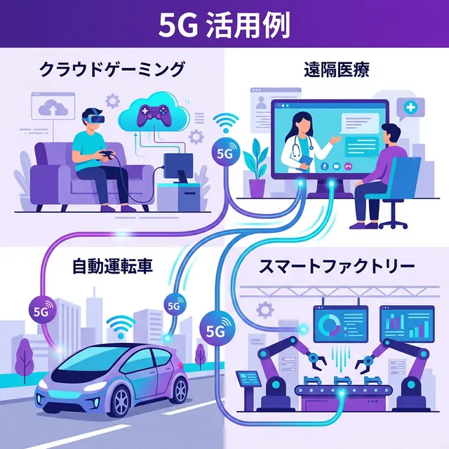 5Gの日常生活での活用例イラスト