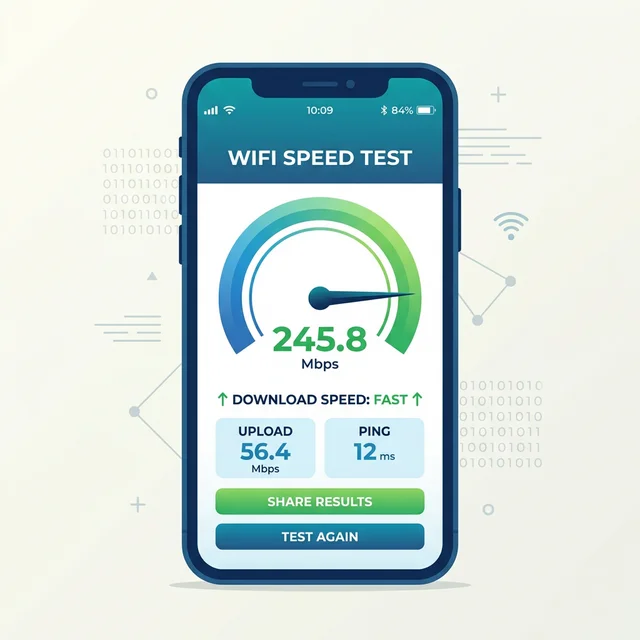 スマートフォンでWi-Fi速度テストを実行している画面