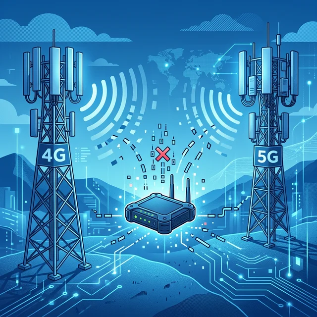 4Gと5Gの境界でパケ止まりが発生するイメージ