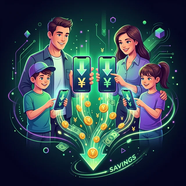 スマホセット割の家族節約イメージ