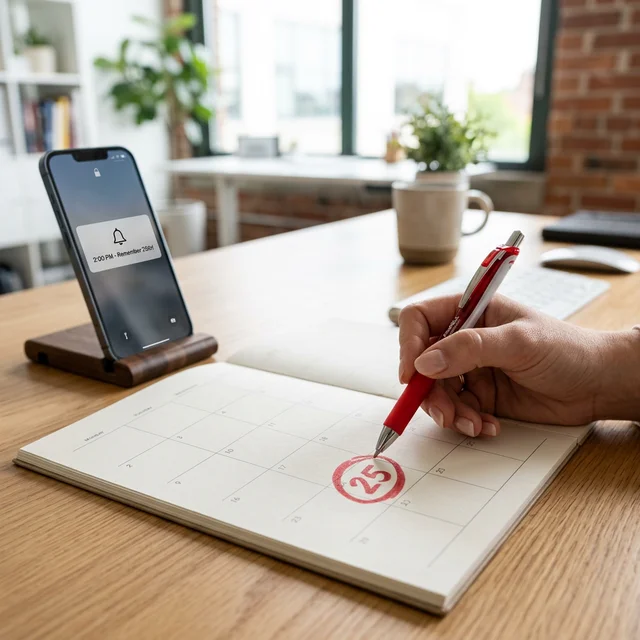 解約締め日を示すカレンダーとリマインダー