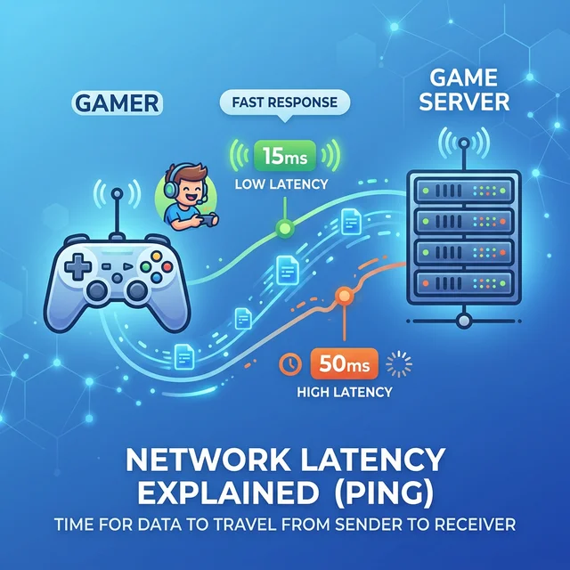 Ping値（応答速度）の概念図：低遅延と高遅延の違い