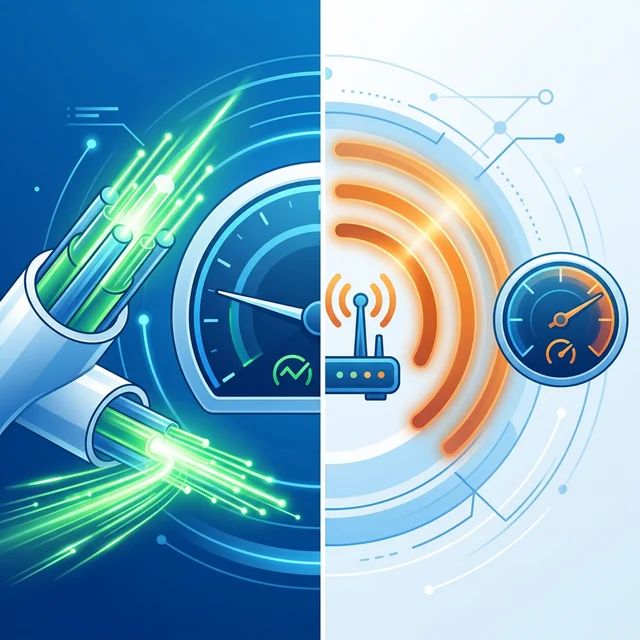 光回線とWiMAXの通信速度・安定性の比較イメージ