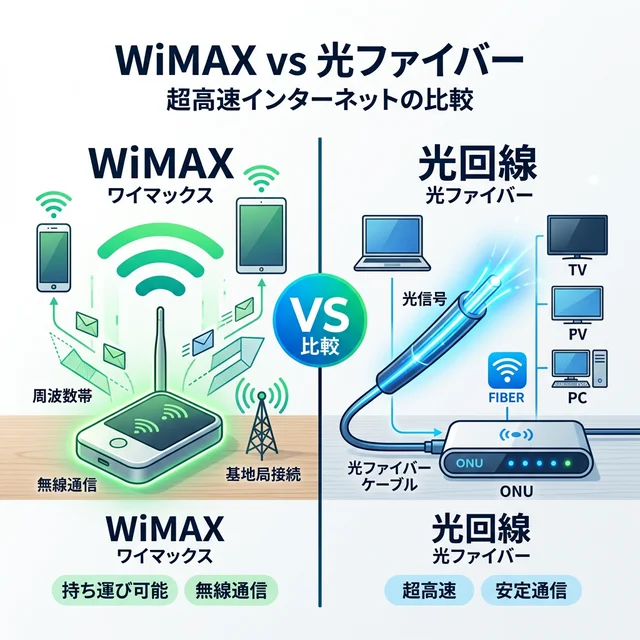 WiMAX vs 光回線 徹底比較イメージ
