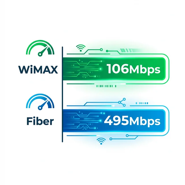 WiMAXと光回線の通信速度比較グラフ