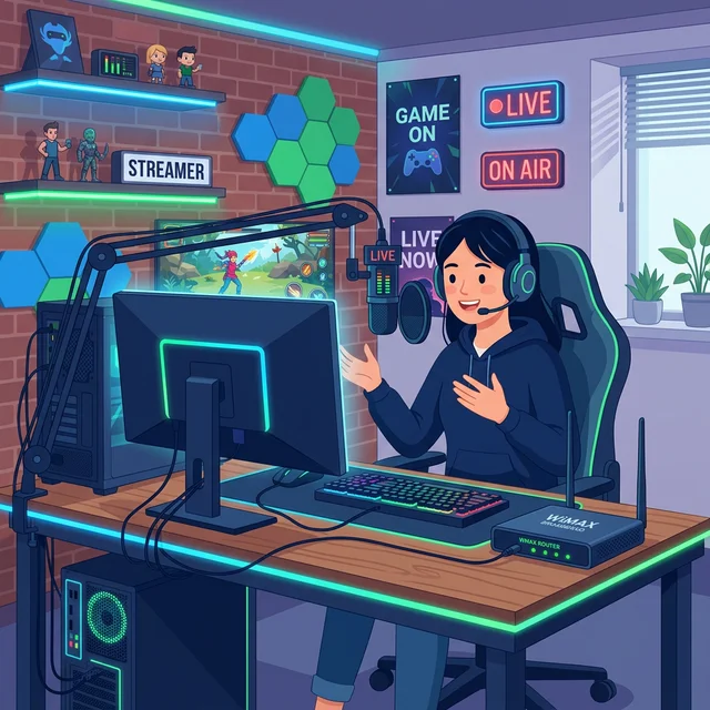 WiMAXルーターを使ったゲーム実況の配信環境イメージ