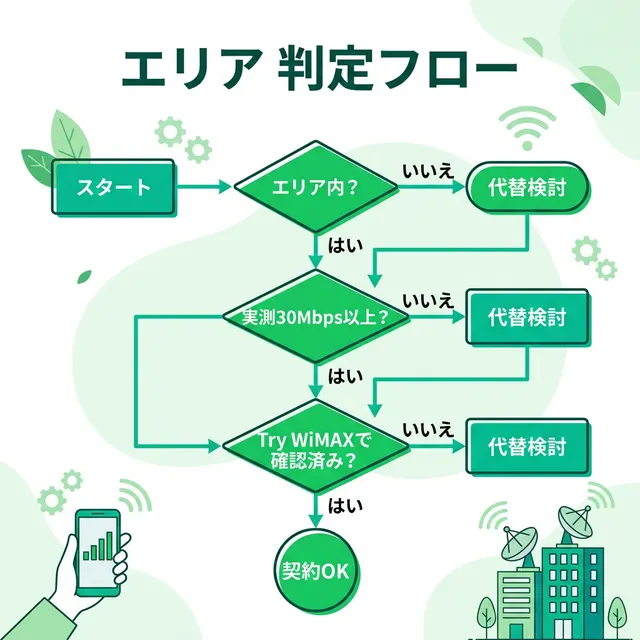 WiMAXエリア判定フローチャートイラスト