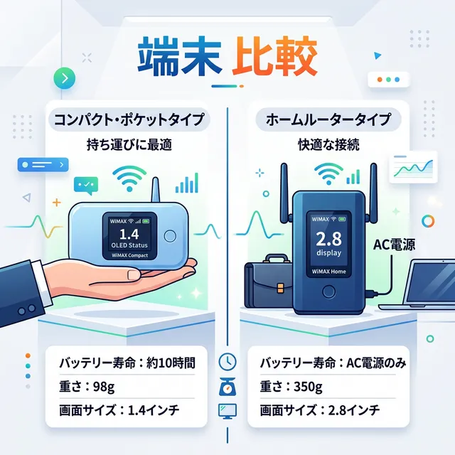 出張用WiMAX端末の比較イラスト