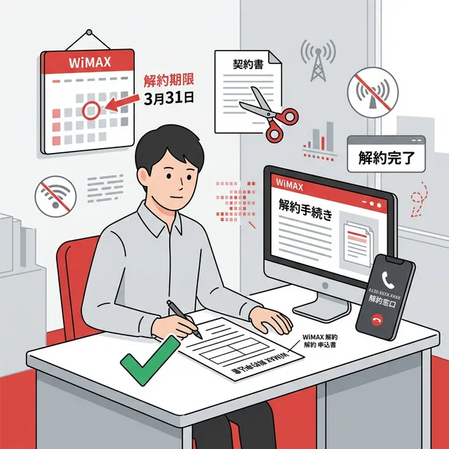 WiMAX解約手続きのイラスト