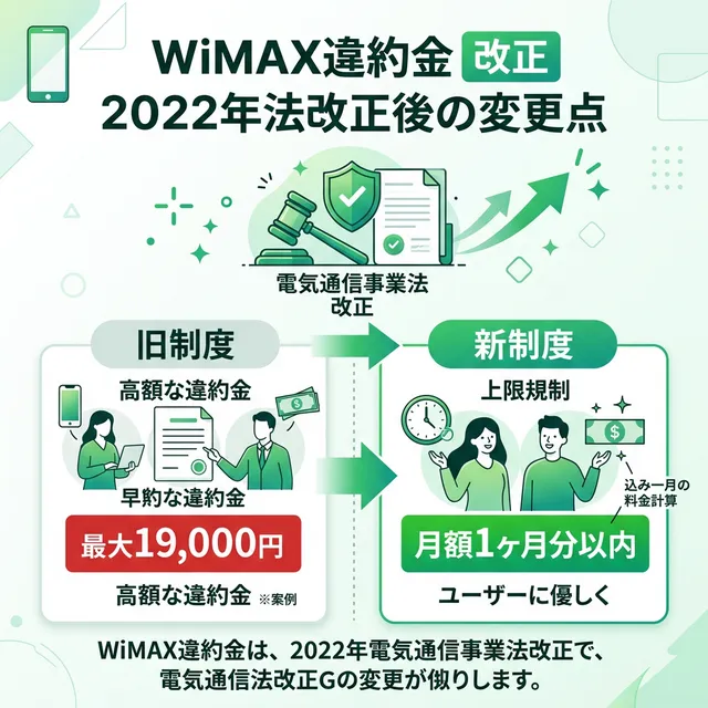 WiMAX違約金の法改正前後の比較イラスト