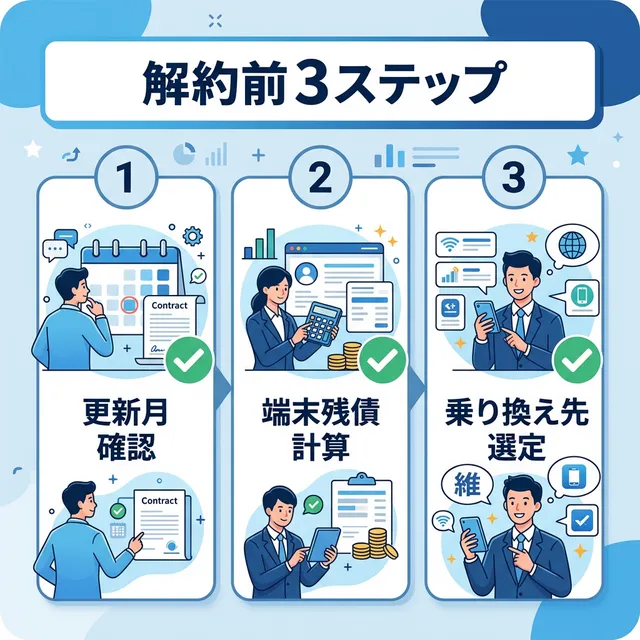 WiMAX解約前にやるべき3ステップイラスト