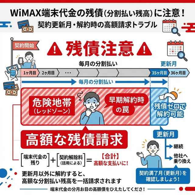 WiMAX端末の残債注意点イラスト