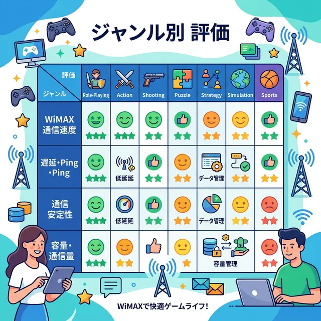 ゲームジャンル別WiMAX評価マトリクスイラスト