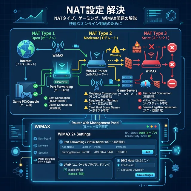 WiMAXのNATタイプ設定解決イラスト