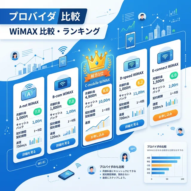 WiMAXプロバイダ比較ダッシュボードイラスト