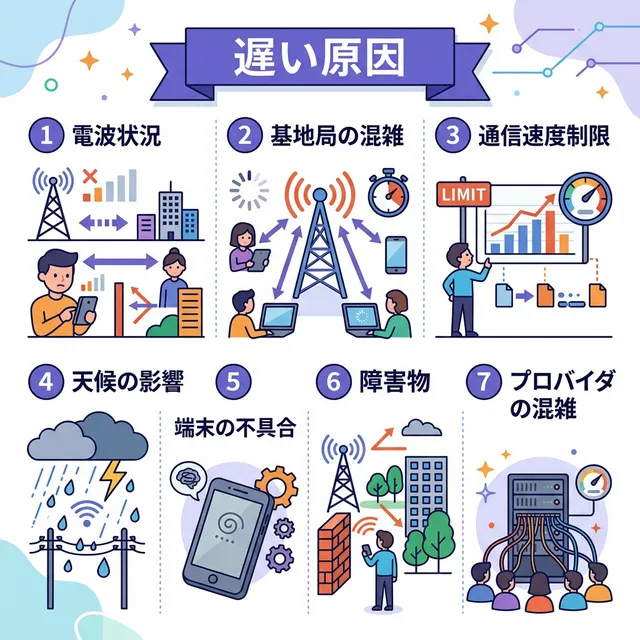 WiMAXが遅い8つの原因リストイラスト