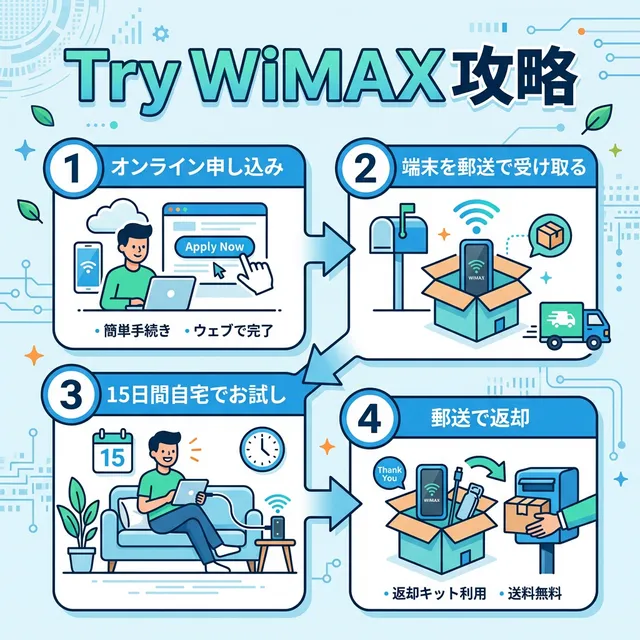 Try WiMAX完全攻略ステップガイドイラスト
