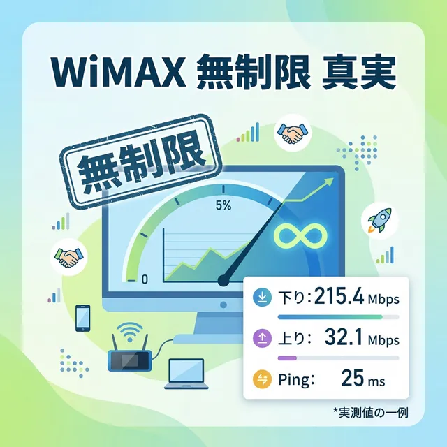 WiMAX無制限データの真実を示すイラスト